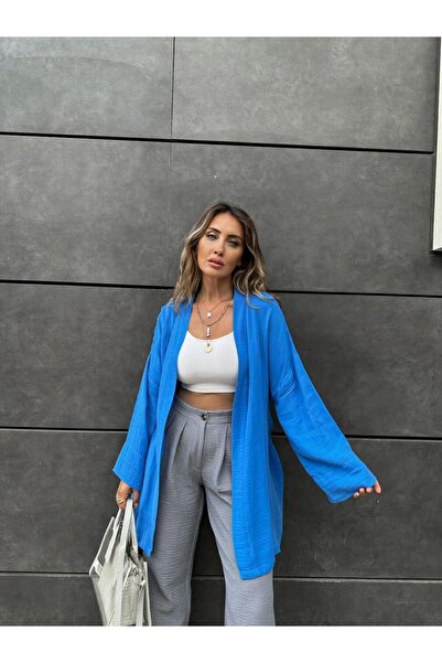Zerrincan Giyim Mavi Müslin Ceket Kimono