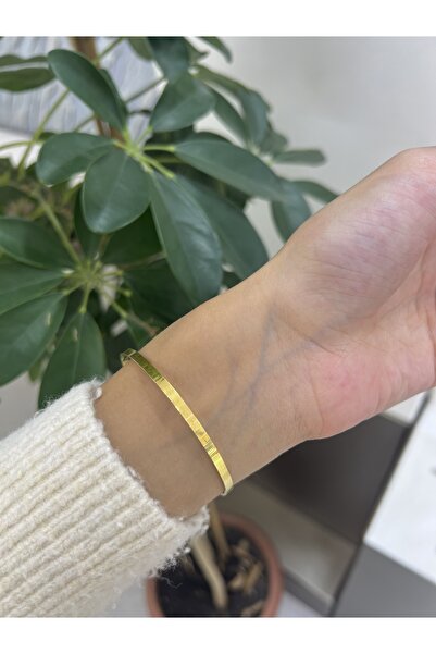 TRİA SİLVER Ajda Kibrit Çöpü Bilezik – 925 Ayar Gümüş, Altın Renk Yüksek Kali...