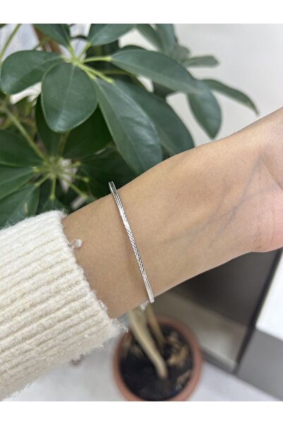 TRİA SİLVER 925 Ayar Gümüş Kristal Ajda Bilezik – Gümüş Renk, Yüksek Kaliteli Rodyum (Rodaj) Kaplama