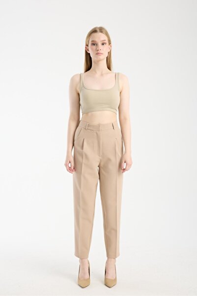 Tavie Havuç kesim pileli pantolon-bej
