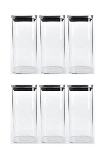 Atlas Mutfak Vakum Krom Kapaklı Kare Cam Kavanoz 6,5x15,5 Cm - 450 Ml Cam Bah...