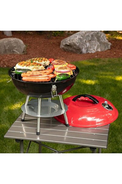 Hope Portable Charcoal Grill 14” x 14” x 15” - 14 in Compact Outdoor BBQ Grill (Red Steel)