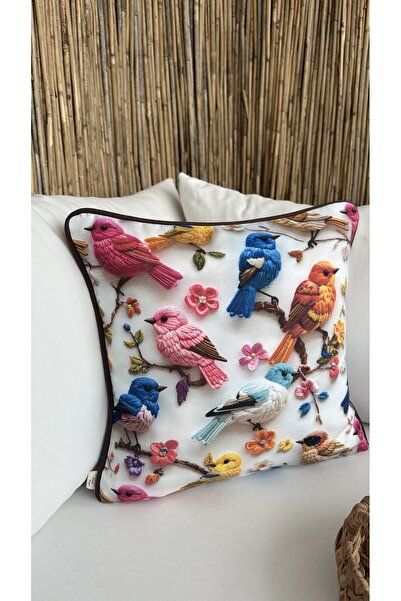 Decamor home Digital Printed Colorful Bird Pattern Throw Pillow Cover with Pi...