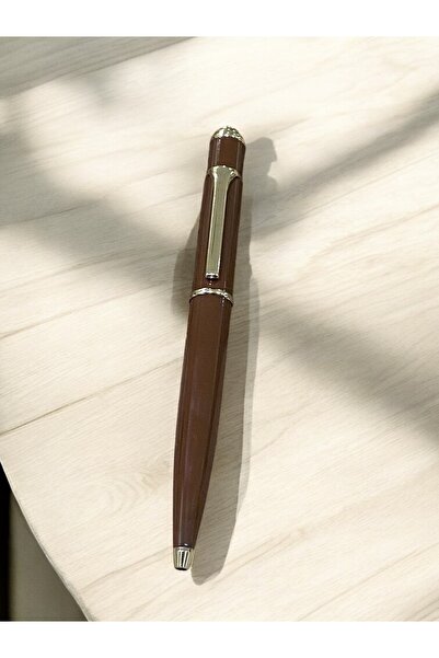 NEW STYLE Stylish and modern brown and silver ballpoint pen with high quality blue zircon stone