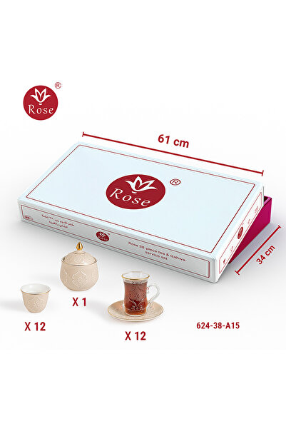 Rose 38-piece tea and coffee serving set with a distinctive classic rose pattern