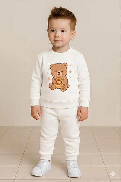 playwear Παιδικό βαμβακερό φούτερ και αρκουδάκι με στάμπα μέλι, σετ φόρμας 3 ...