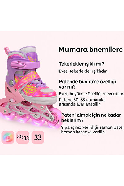 Janissary Işıklı Ayarlanabilir Paten 30–33 Numara – Silikon Tekerlekli, Kelebek Kanat Tasarımlı