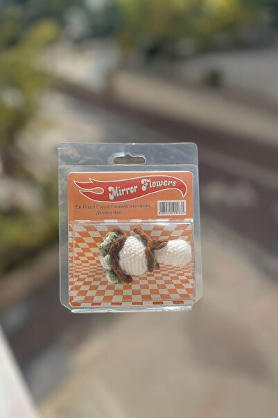 EMKSHOP باقة زهور صغيرة محبوكة يدويًا 100% في صندوق بعجلات (مع مرآة في الخلف)