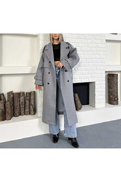 eflora Ecru Oversized Cashmere Trench Coat