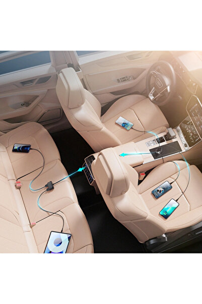 Joyroom Car charger, 5 USB ports, Cable length 1.5 m, 6.2 A with extension for the whole family, Black