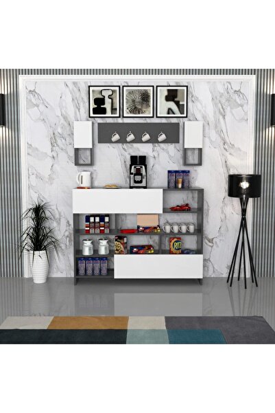 Stylish Home كوفي كورنر خشب ابيض ورمادي موردن - RC04