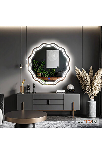 lumora mirror design Zavira Beyaz Led'li Lazer Kumlamalı Lavabo & Banyo Aynas...