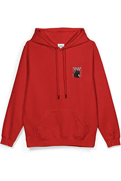 Overoz Feline Leopard Leopard Back Printed Hooded Oversized Sweatshirt Red Hoodie H1401