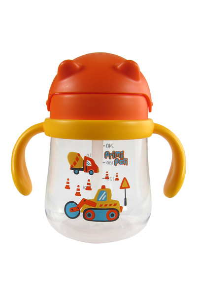 Primii Pasi Sports mug with straw and handles; flip lid; 9L+