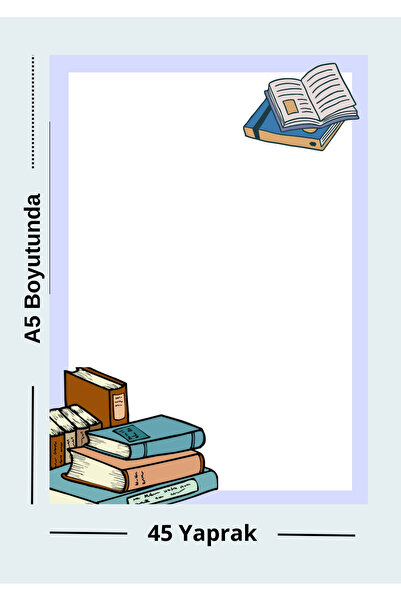 Ez&Tu Stıcker A5 Boyutunda Kitap Desenli Not Defteri – 45 Yaprak