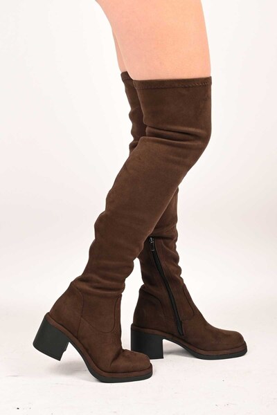 Bestello Bağcıksız Streç Detaylı Termo Taban Hakiki Deri Çizme 336-1236 Kadın...