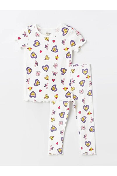 LC Waikiki Crew Neck Short Sleeve Printed Baby Girl Pajama Set (S4)