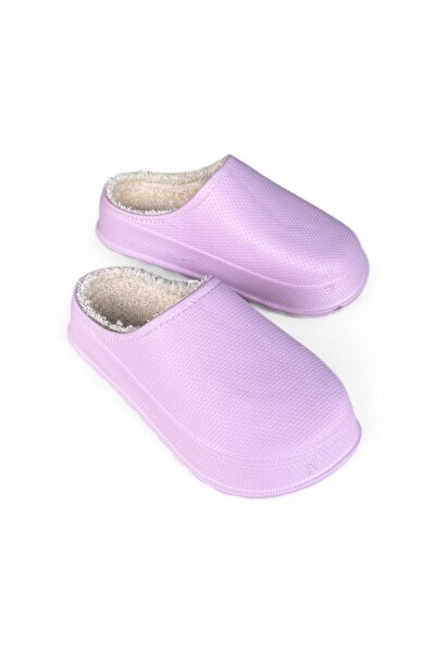 AkınalBella Women's Powder-Colored Fur-Lined Lightweight Eva Non-Slip Sole Slippers