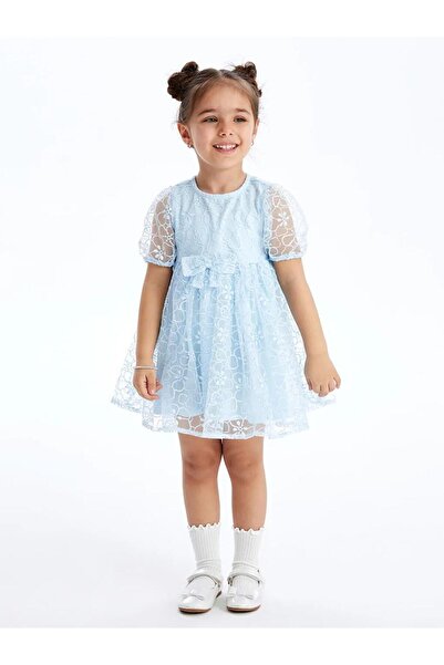 LC Waikiki Crew Neck Short Sleeve Lace Baby Girl Dress (S4)