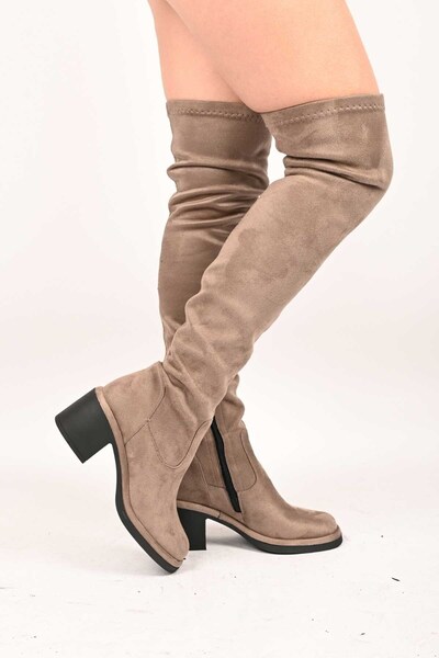 Bestello Laceless Stretch Detailed Thermo Sole Genuine Leather Boots 336-1236 Women's Boots