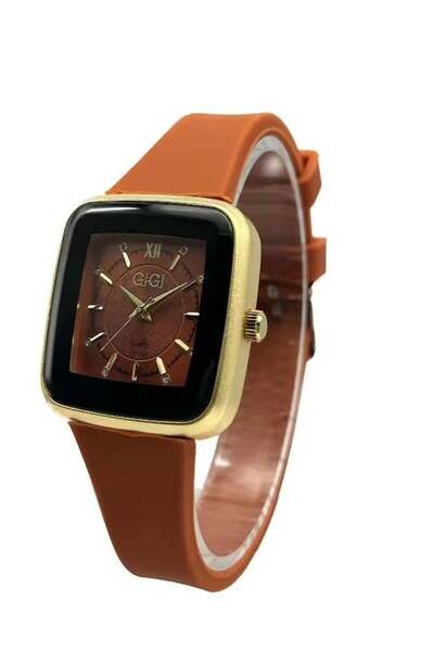 Gigi Analog Watch With Orange Leather Strap