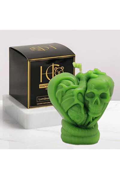 Happy Candles Lumanare din ceara de albine, Inima Steampunk, Model 4, Halloween