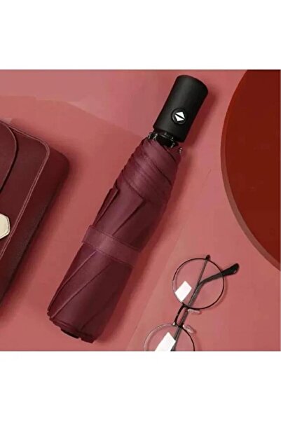 Nirnisa Bordo 8 Telli Şemsiye Unisex Rüzgara Dayanıklı Kırılmayan Erkek Kadın...