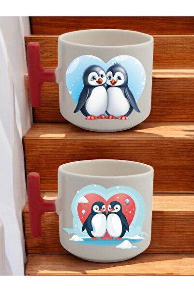lili hediyelik Penguins 2-Piece Latte Cup - Birthday Gift, Gift for Lover, Gift for Mom, Gift for Dad