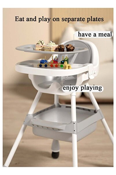 Fun Moment 2-in-1 Portable Foldable Waterproof High Chair with Wheels and Safety Belt