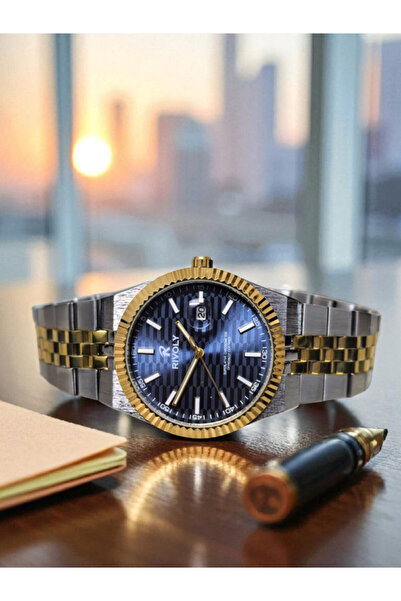 Rivoly Men's stainless steel watch, modern design, waterproof, classic luxury wrist watch.