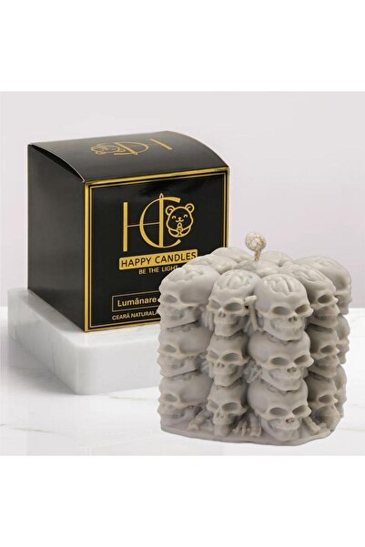 Happy Candles Scented soy wax candle, SkullBox, Cinnamon, Halloween