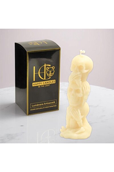 Happy Candles Beeswax Candle, Skull Totem, Halloween