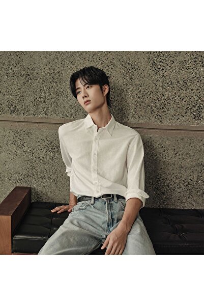 Giordano Men’s Regular Fit Linen-Cotton Poplin Long Sleeve Shirt | Korea Collection