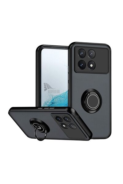 HANPORIUM Poco F6 Pro Uyumlu Kılıf Yüzüklü Standlı Extra Darbe Koruma Sert Si...