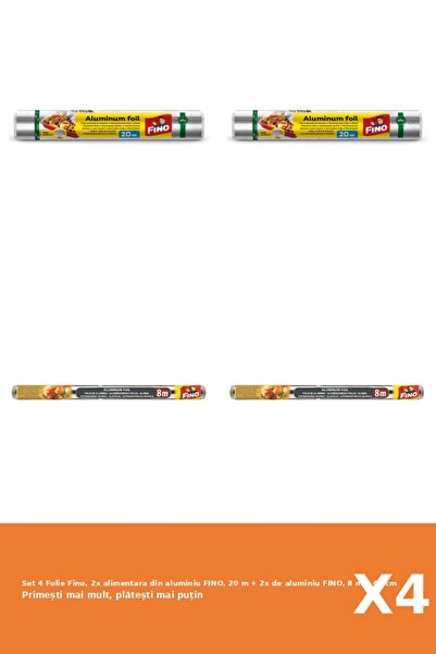 Fino Set 4 Folie Fino, 2x alimentara din aluminiu FINO, 20 m + 2x de aluminiu...
