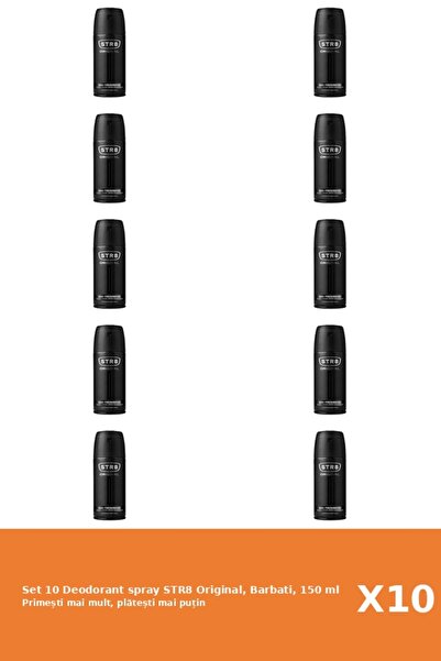 str8 Set of 10 Original Deodorant Spray, Men, 150 ml