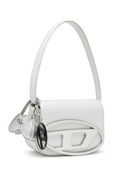 Diesel D Logo Leather Handbag With Silver Stainless Steel Accents