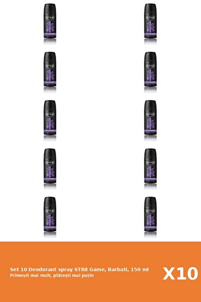 str8 Set of 10 Deodorant spray Game, Men, 150 ml