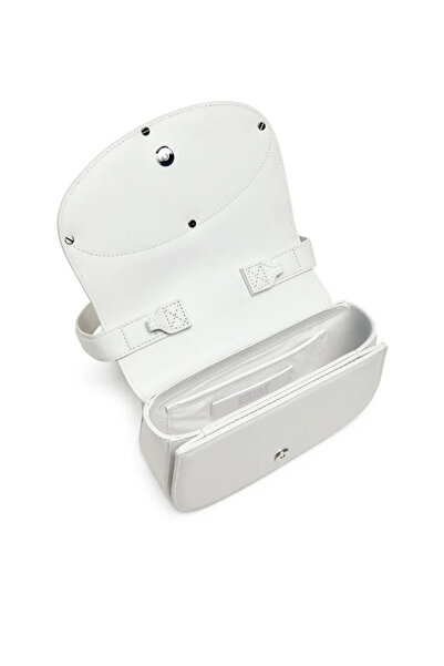 Diesel D Logo Leather Handbag With Silver Stainless Steel Accents