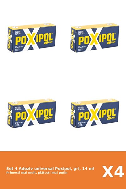 Poxipol Set of 4 Poxipol universal adhesive, gray, 14 ml