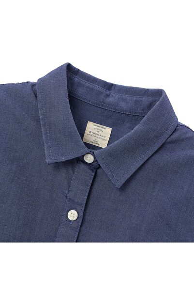 Giordano Women’s Slim Fit Cotton Oxford Shirt | Acute Collar with Embroidery