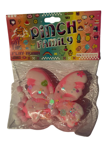 yumurcakstore kelebek figürlü taba sukuşi squishy stres oyuncağı yumuşacık jel oyuncak skuşi pembe