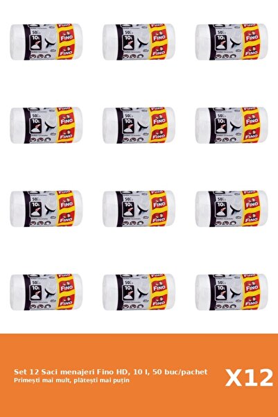 Fino Set 12 Saci menajeri HD, 10 l, 50 buc/pachet