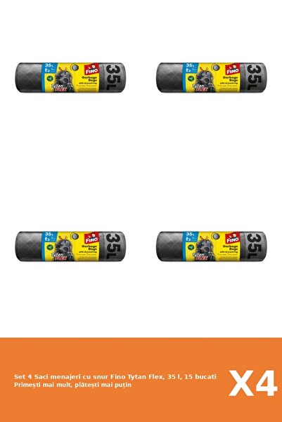 Fino Set 4 Saci menajeri cu snur Tytan Flex, 35 l, 15 bucati