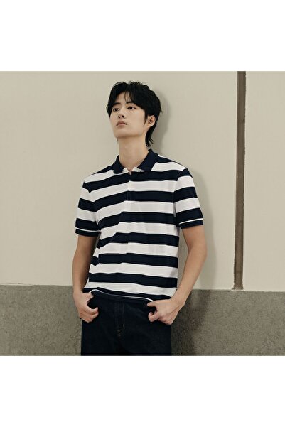 Giordano Men’s Slim Fit Striped Cotton Pique Polo Shirt | Korea Collection