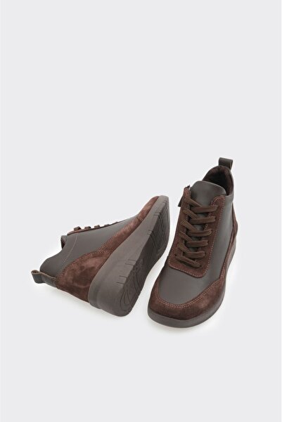 derinet Hakiki Deri Bağcıklı Fermuarlı Kadın Bot