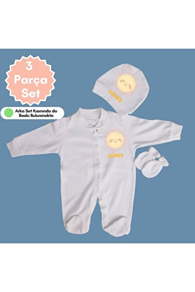 soft wing Set of 3 100% Cotton Newborn Baby Romper Hat Gloves Set Sun Theme