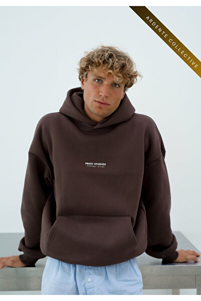 Arz giyim Oversized Men's Hooded Brown Sweatshirt