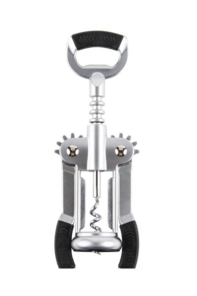 Atlas Mutfak فتاحة زجاجات المفتاح من الفولاذ المقاوم للصدأ مع مقبض سيليكون أسود