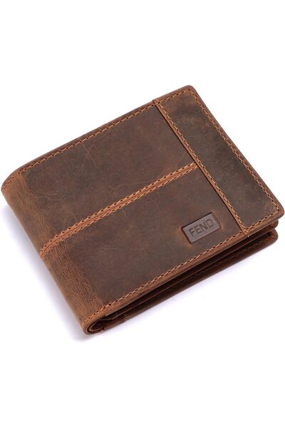 FEND Men's Genuine Leather RFID Wallet - Tan